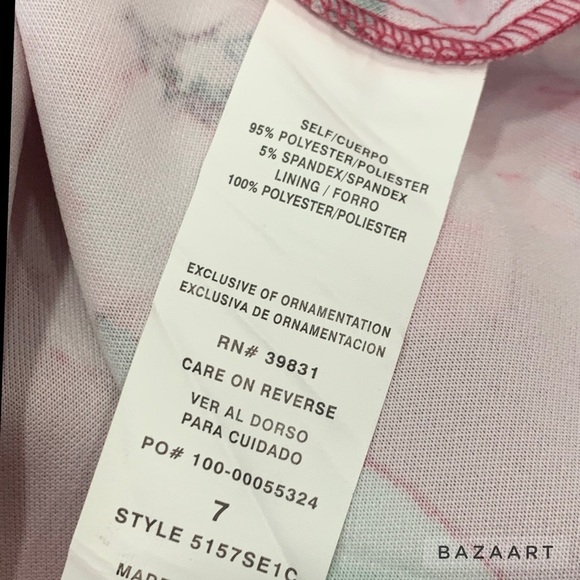 Sequin Hearts Pink Floral Fit & Flare Mini Dress Junior  NWT Sz:7 - Picture 7 of 8